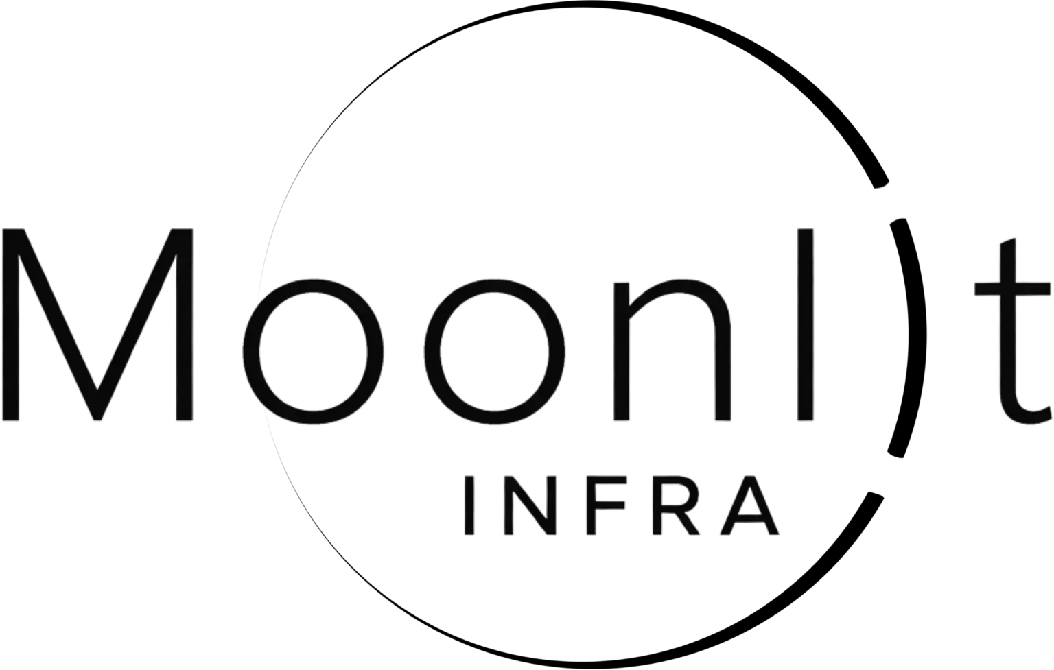 Black Moonlit Infra logo featuring minimalist typography on a transparent background.